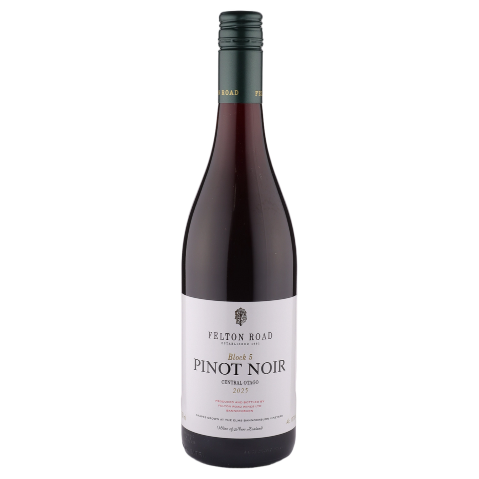 A bottle of Felton Road Block 5 Pinot Noir 2025 750ml Red Wine