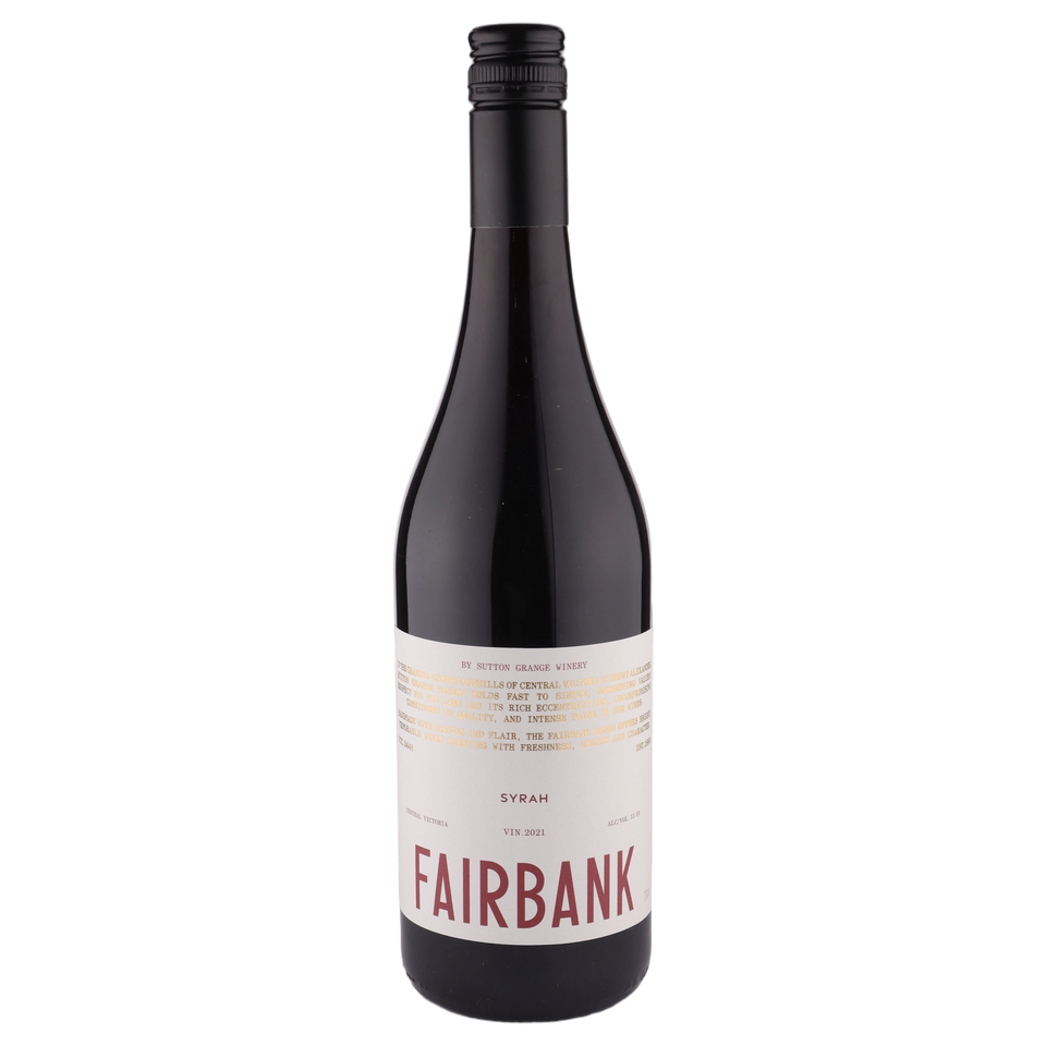A bottle of Sutton Grange Fairbank Syrah 2021 750ml Red Wine