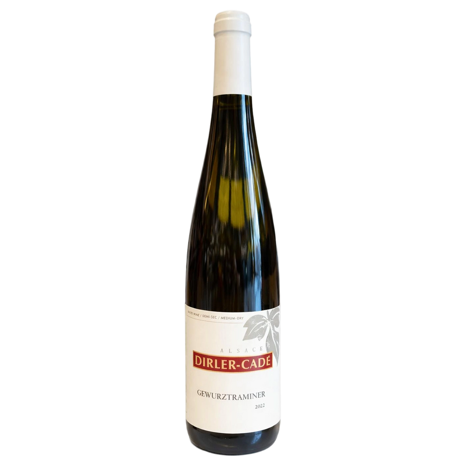 A bottle of Domaine Dirler Cade Alsace Gewurztraminer White 2022 750ml White Wine