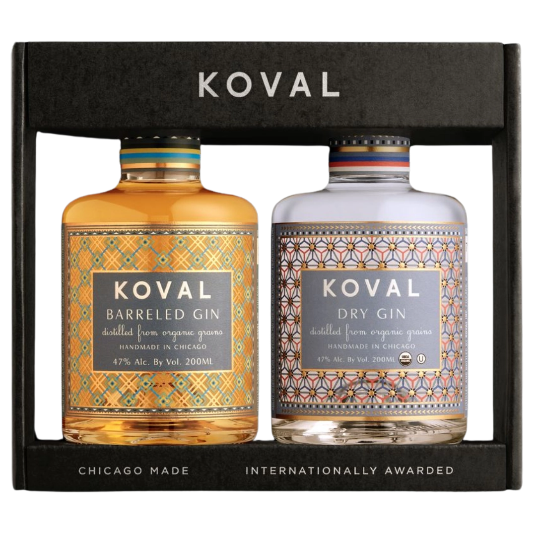 A bottle of KOVAL Gin Gift 200ml NV 400ml