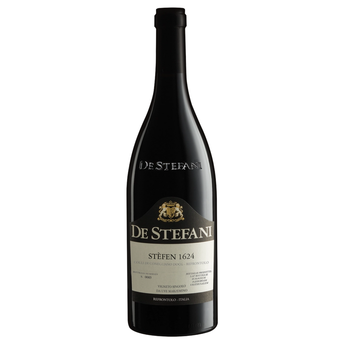 A bottle of De Stefani Stefen 1624 Refrontolo DOCG Grand Cru 2022 750ml Red Wine