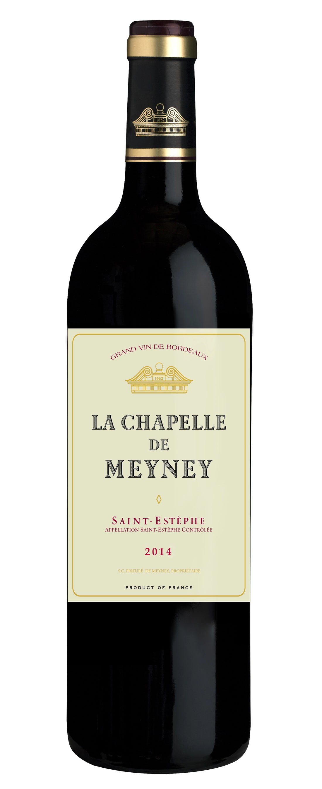 A bottle of Chapelle de Meyney 2017 750ml Red Wine