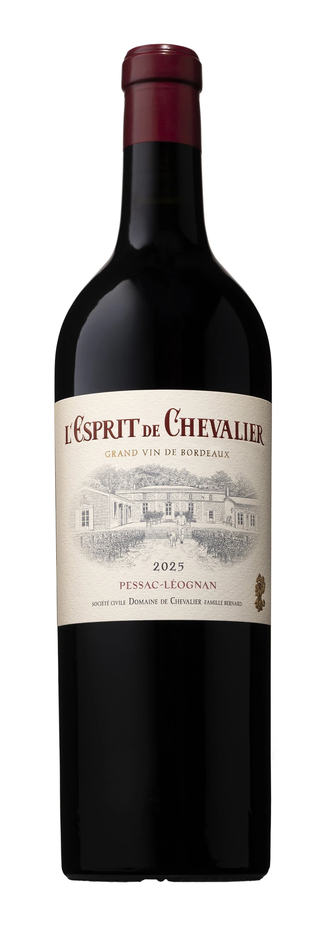A bottle of L'Esprit de Chevalier rouge 2023 750ml Red Wine