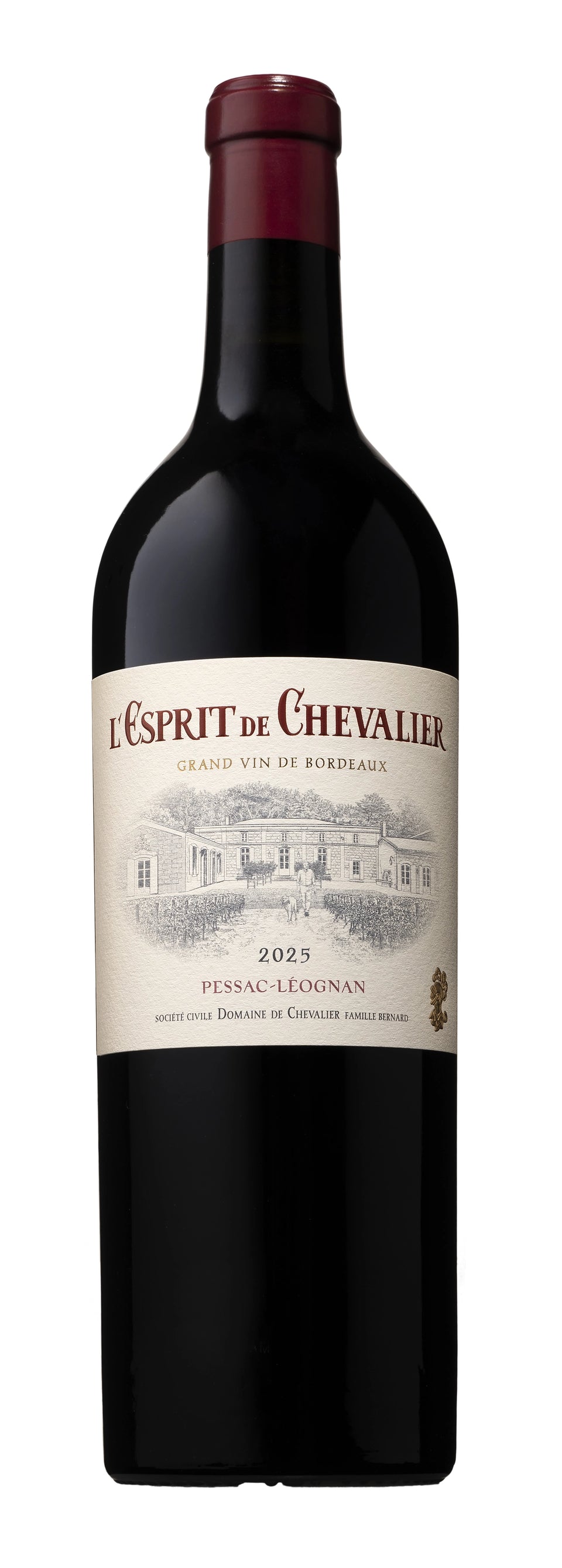 A bottle of L'Esprit de Chevalier rouge 2023 750ml Red Wine