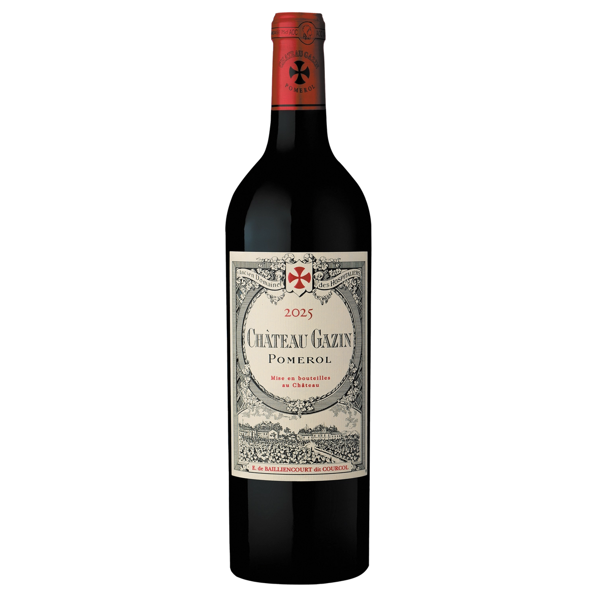 A bottle of Gazin 2024 750ml Red Wine