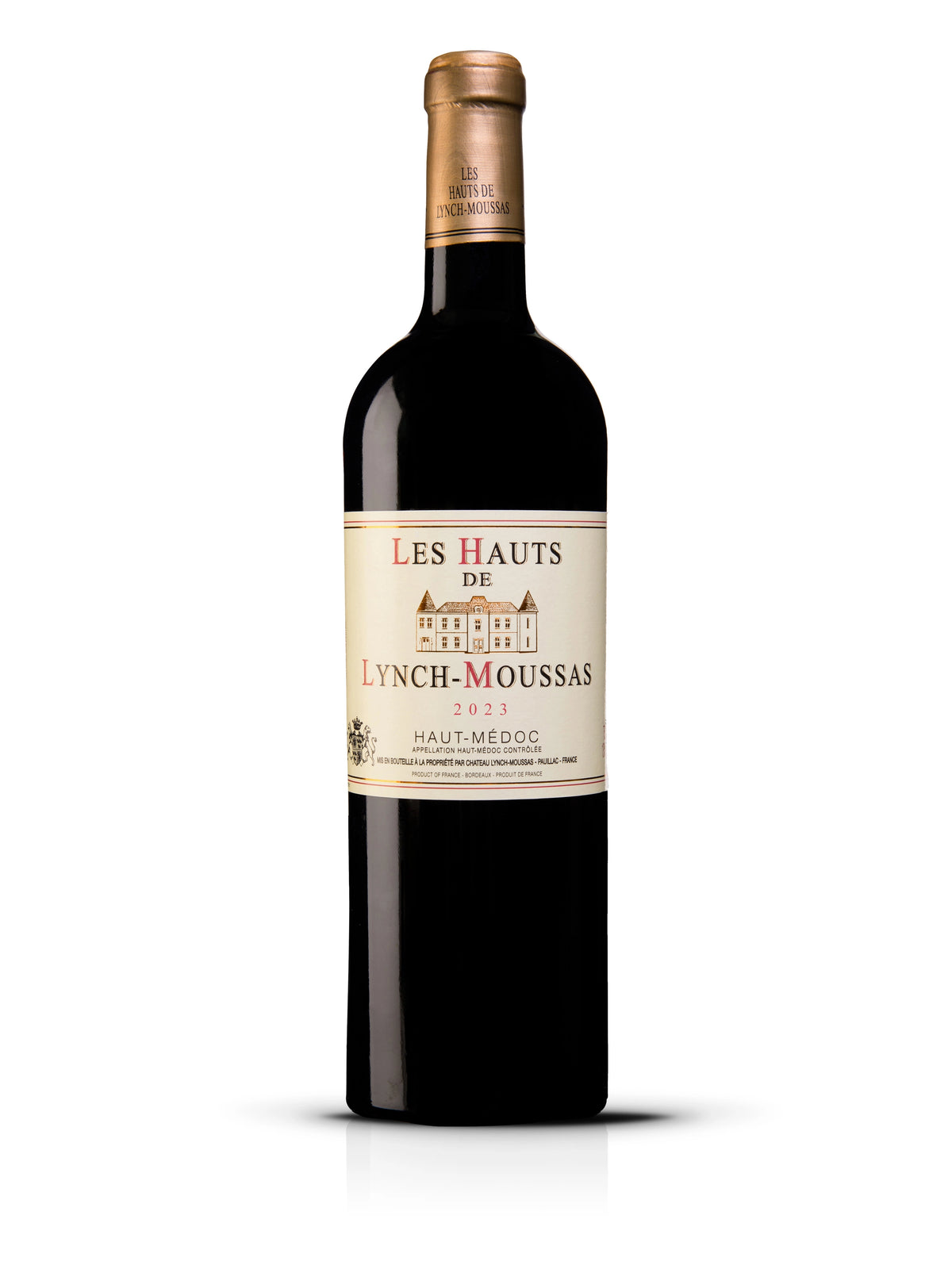 A bottle of Les Hauts de Lynch Moussas 2023 750ml Red Wine