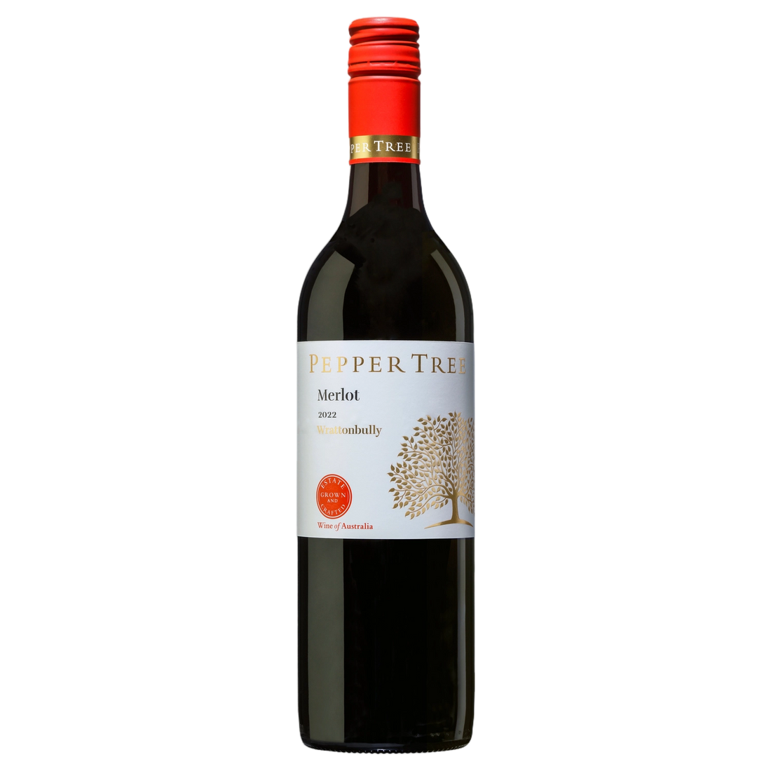 A bottle of Pepper Tree Varietal Range Merlot 2022 750ml Red Wine