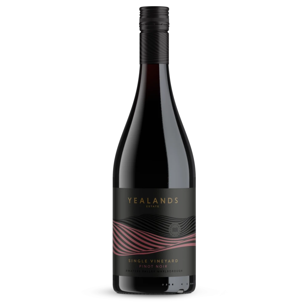 A bottle of Yealands Estate Single Vineyard Pinot Noir 2025 750ml Red Wine