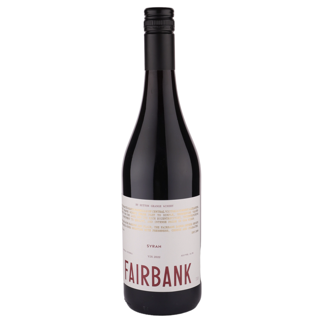 A bottle of Sutton Grange Fairbank Syrah 2022 750ml Red Wine