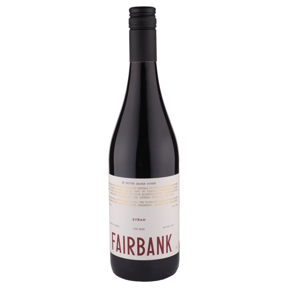 A bottle of Sutton Grange Fairbank Syrah 2025 750ml Red Wine