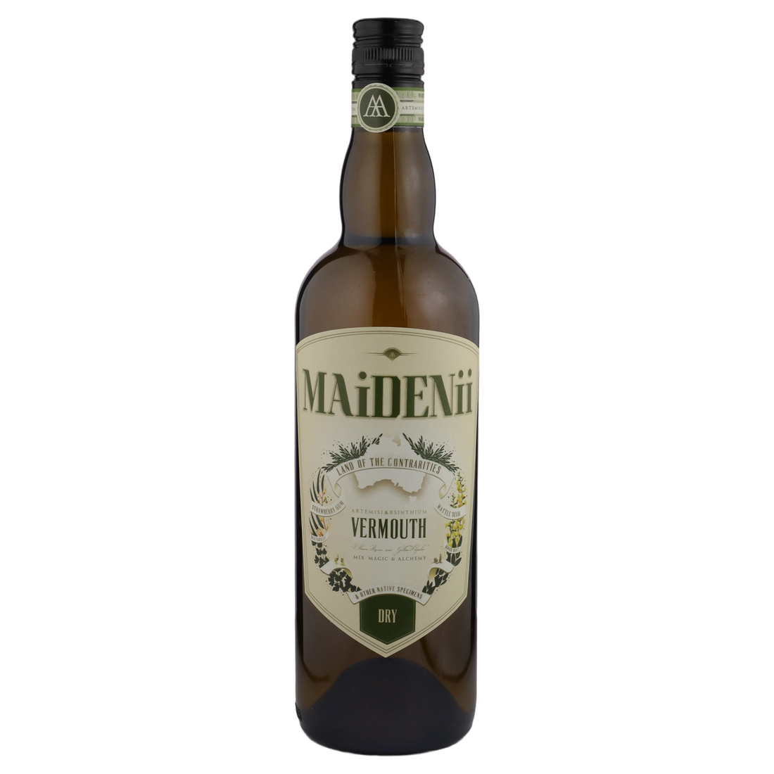 A bottle of NV Maidenii Dry Vermouth 19% 750ml Fortified Wine