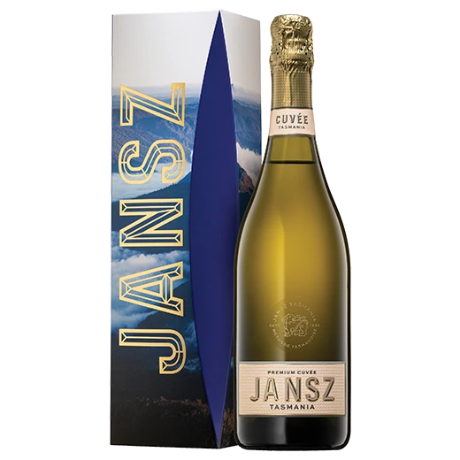 A bottle of NV Jansz Tasmania Premium Cuvée Gift Box 750ml Sparkling Wine