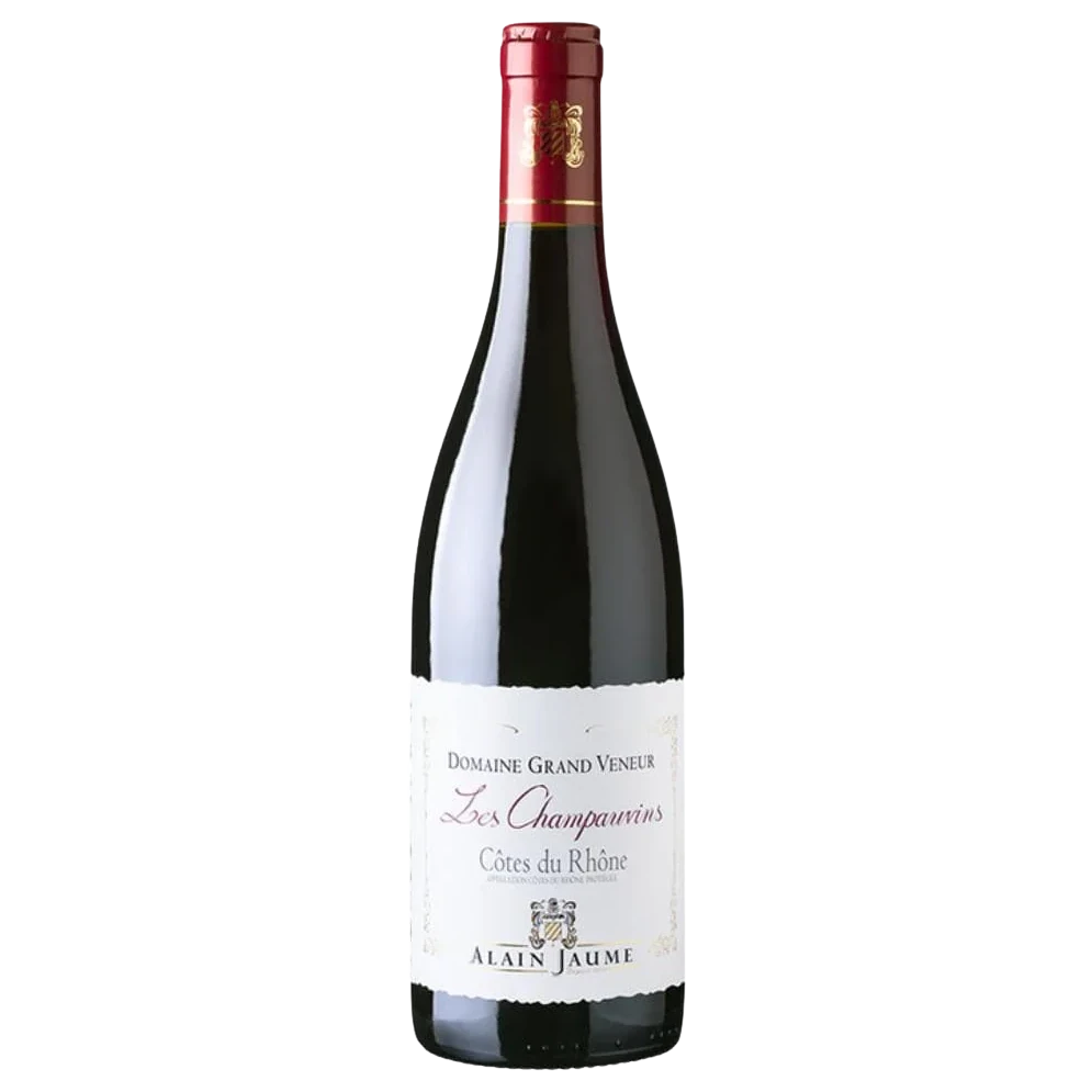 A bottle of 2022 Alain Jaume Champauvins Cotes du Rhone 750ml Red Wine