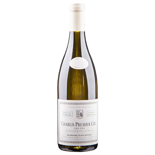 A bottle of 2023 Domaine Jean Defaix Chablis 1er Cru 'Les Lys' 750ml White Wine