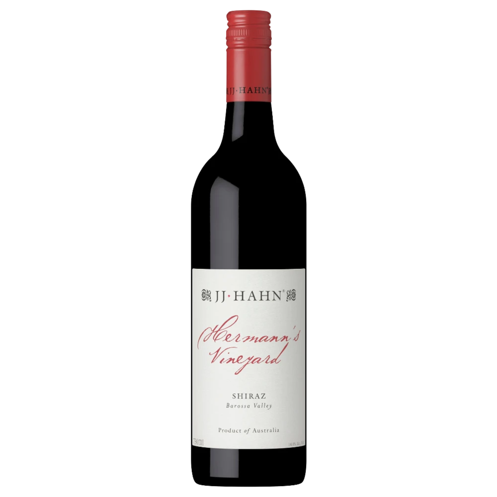 A bottle of JJ Hahn Hermanns Vineyard Shiraz 2022 750ml Red Wine