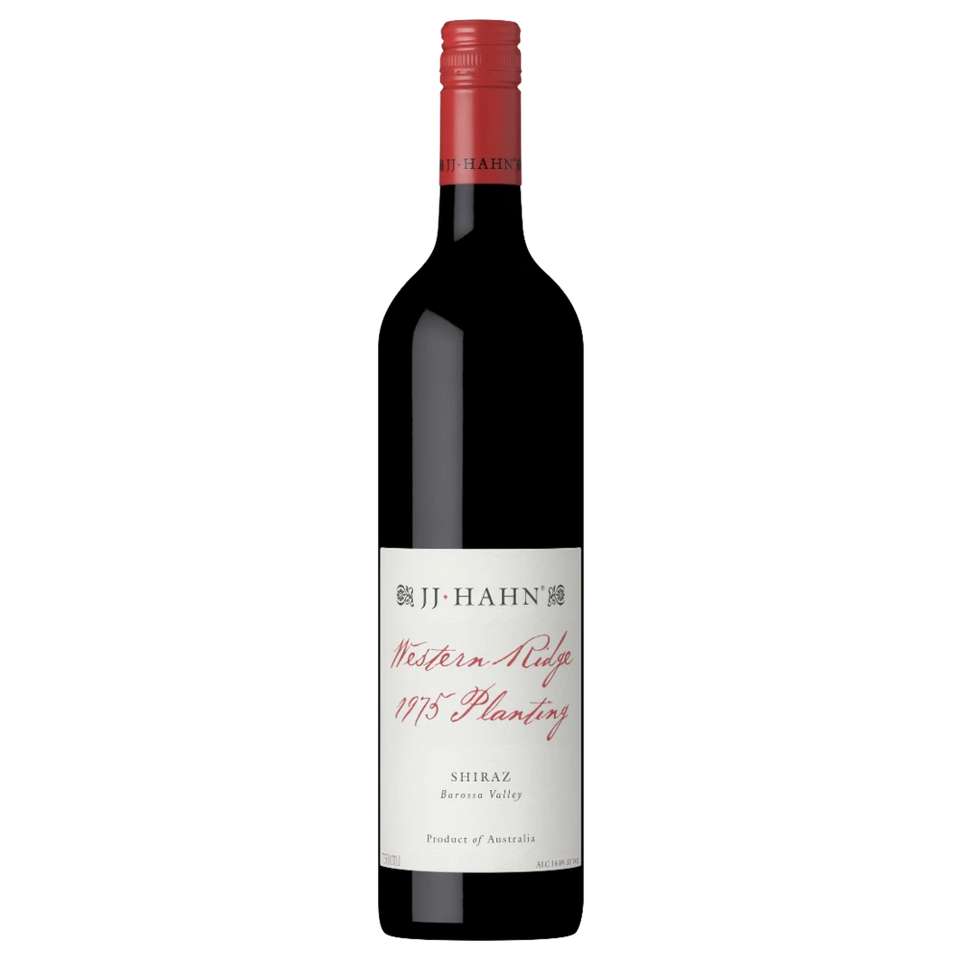 A bottle of JJ Hahn Western Ridge Shiraz 2021 750ml Red Wine