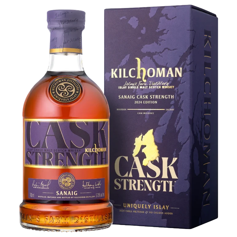 A bottle of Kilchoman Sanaig Cask Strength 57.8% 700ml