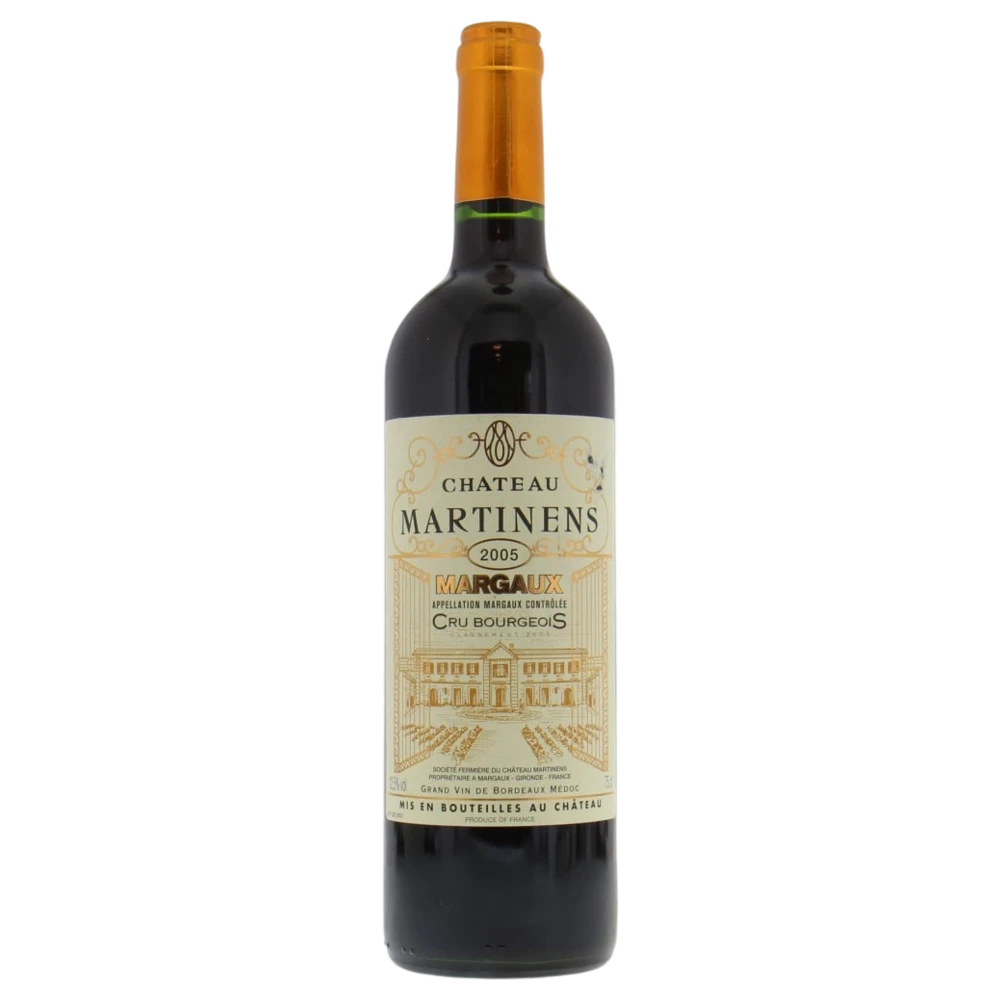 A bottle of 2002 Chateau Martinens 750ml Red Wine