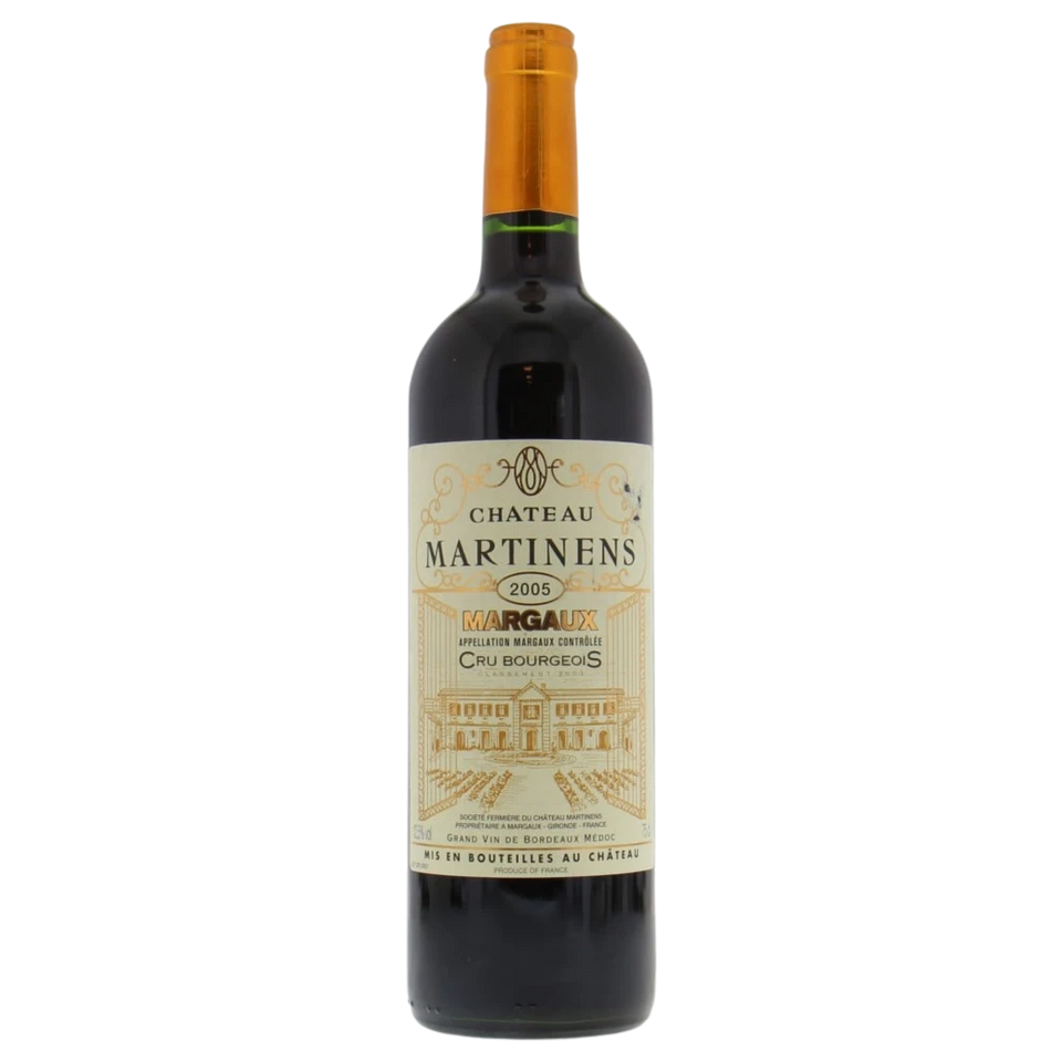 A bottle of 2002 Chateau Martinens 750ml Red Wine