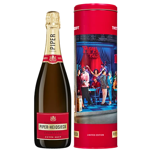A bottle of Piper Heidsieck Brut Twist The Script Prohibition Tin Reims NV 750ml Sparkling Wine