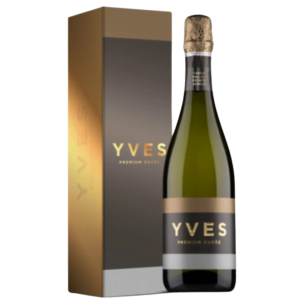 A bottle of NV Yves Premium Cuvee GB Yarra Valley 750ml Sparkling Wine