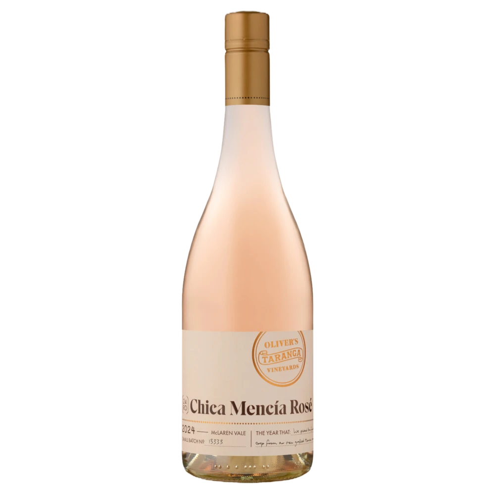 A bottle of Olivers Taranga 'Chica' Mencia Rose 2024 750ml Rose Wine