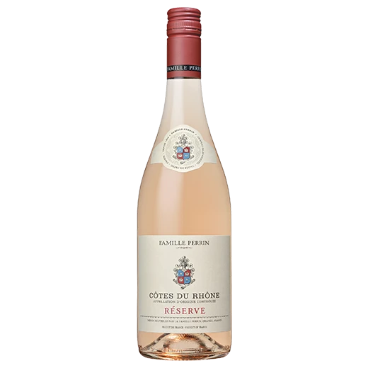 A bottle of 2024 Famille Perrin Réserve Côtes du Rhône Rosé 750ml Red Wine