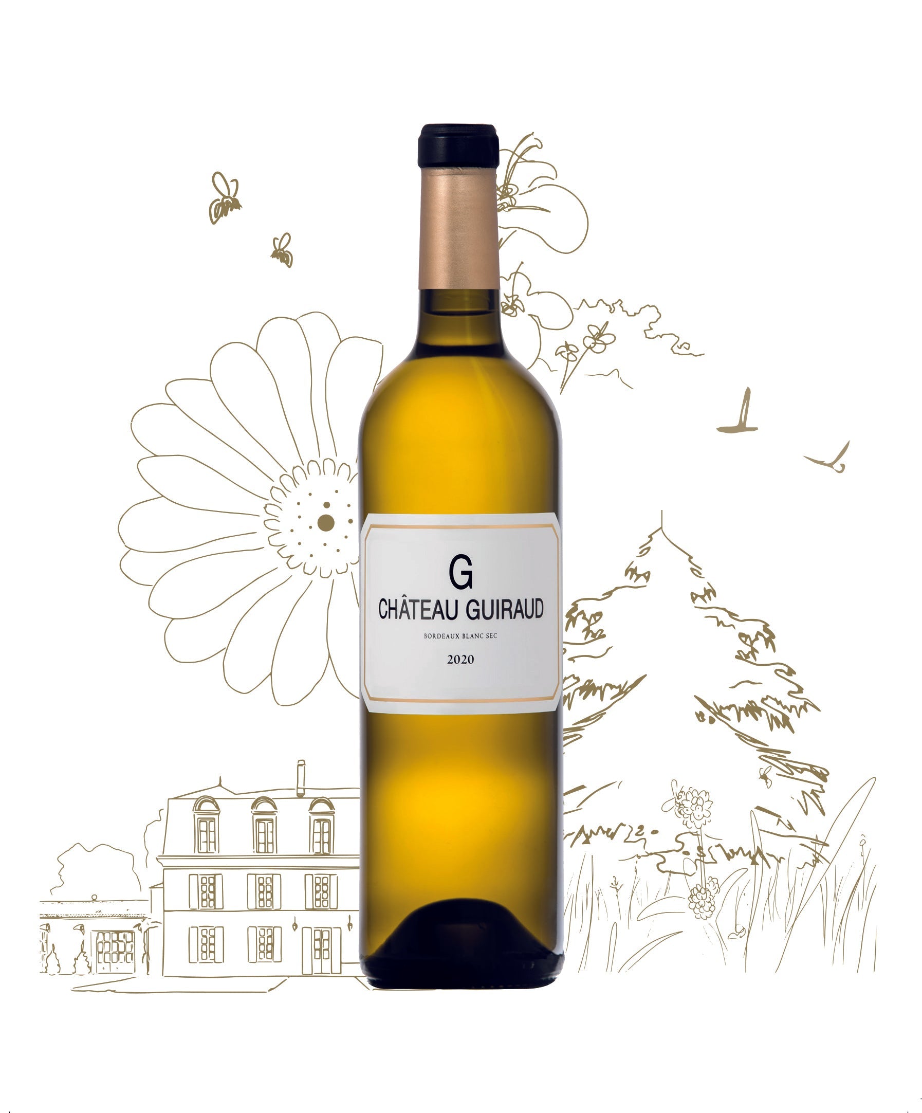 A bottle of 2013 G De Guiraud 750ml White Wine