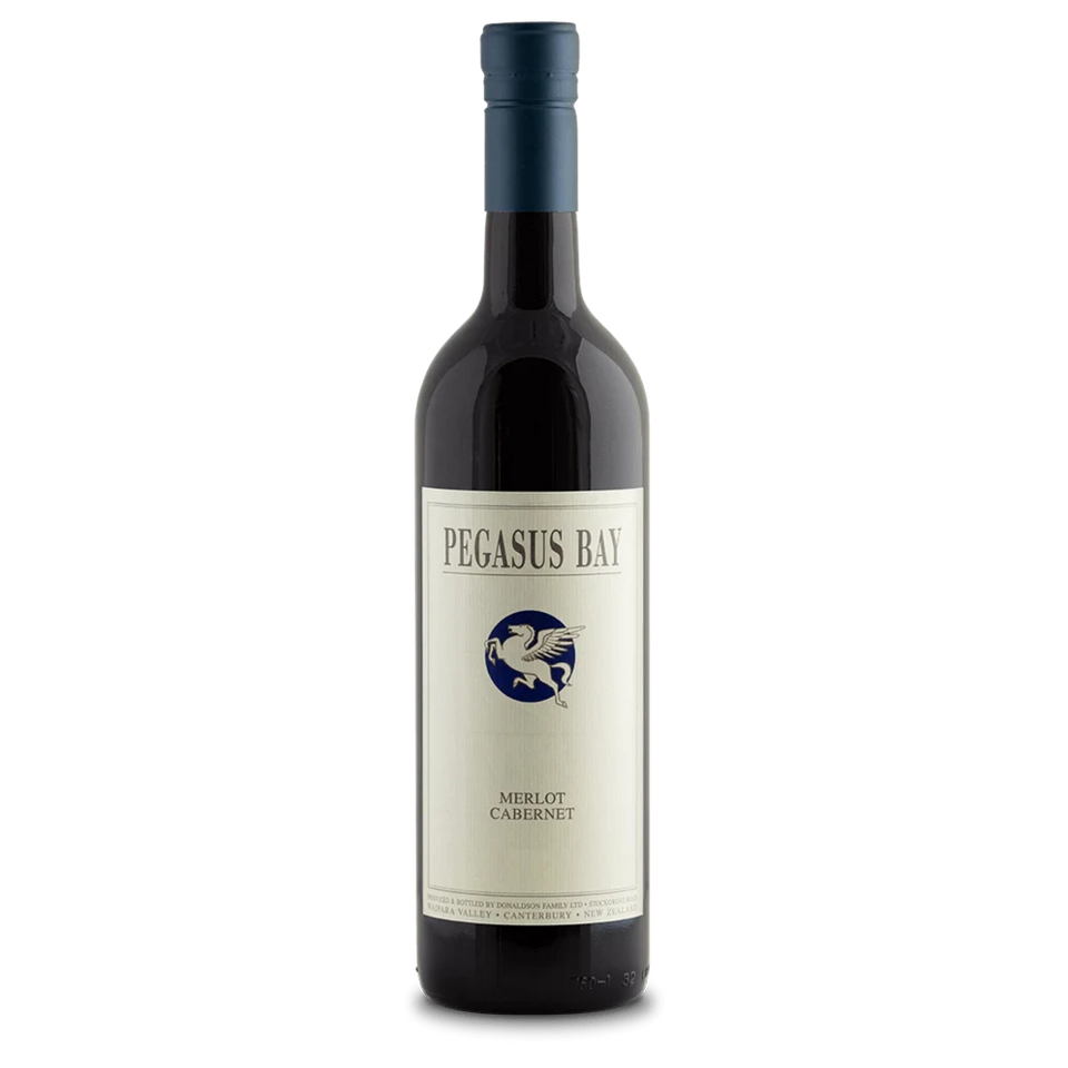 A bottle of Pegasus Bay Merlot Cabernet 2020 750ml Red Wine