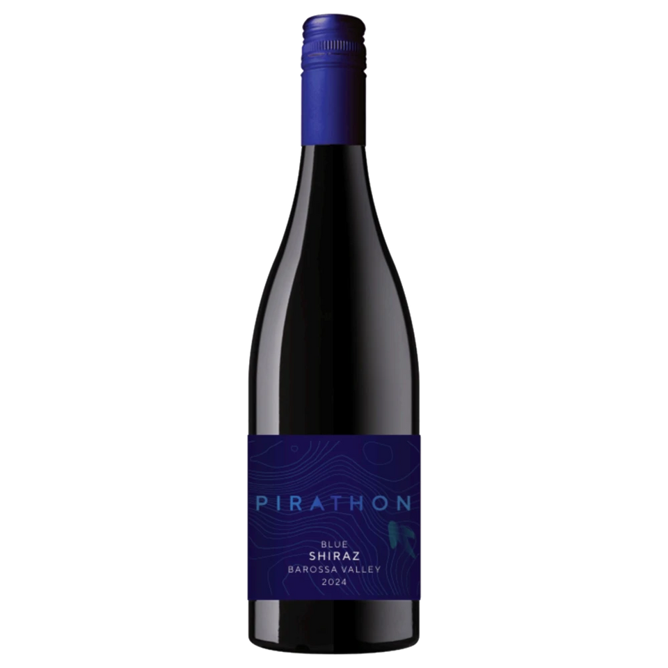 A bottle of 2022 Pirathon Blue Shiraz 750ml Red Wine