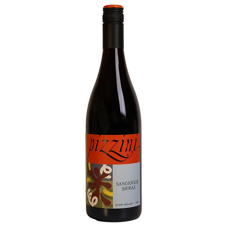 A bottle of 2023 Pizzini La Familia Sangiovese Shiraz 750ml Red Wine