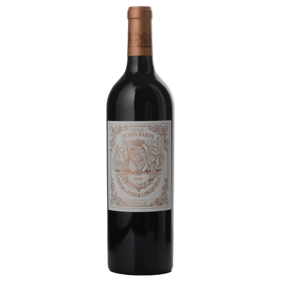 A bottle of 2018 Chateau Pichon Longuev. Baron 6000ml Red Wine