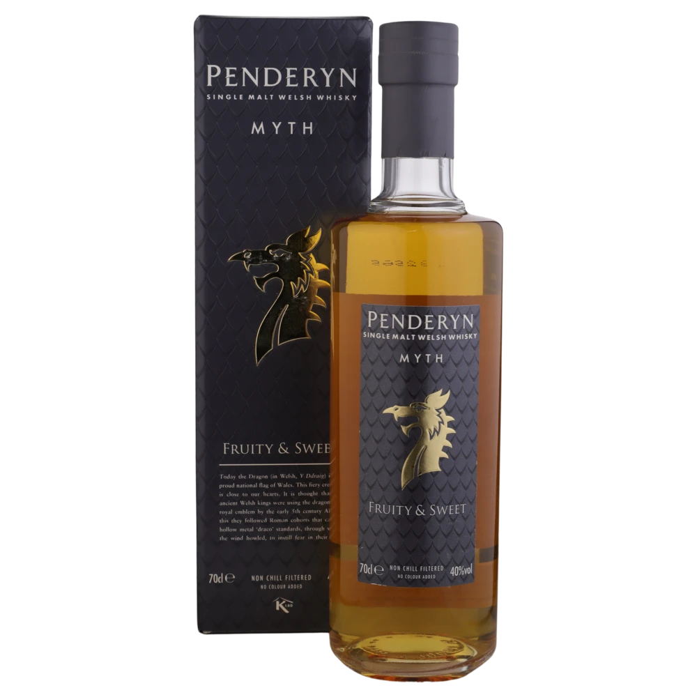 A bottle of Penderyn Myth Single Malt Welsh Whisky 40% 700ml