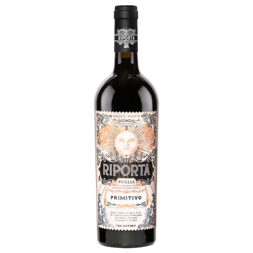 A bottle of Riporta Primitivo IGP 2022 750ml Red Wine
