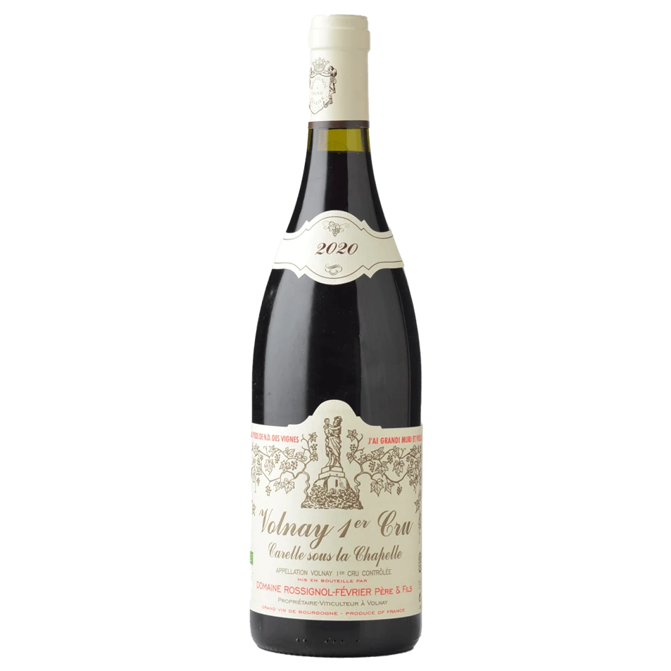 A bottle of 2021 Domaine Rossignol Février Volnay 1er Cru Carelle sous la Chapelle 750ml Red Wine