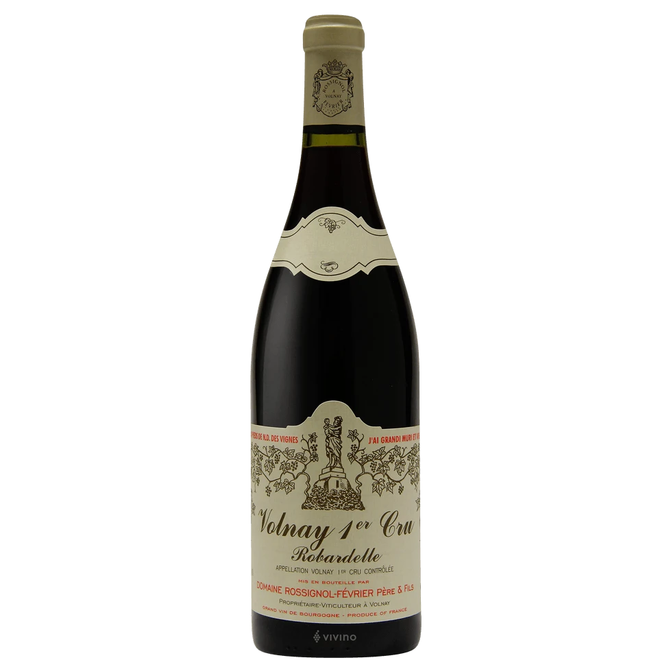 A bottle of 2021 Domaine Rossignol Février Volnay 1er Cru Robardelle 750ml Red Wine