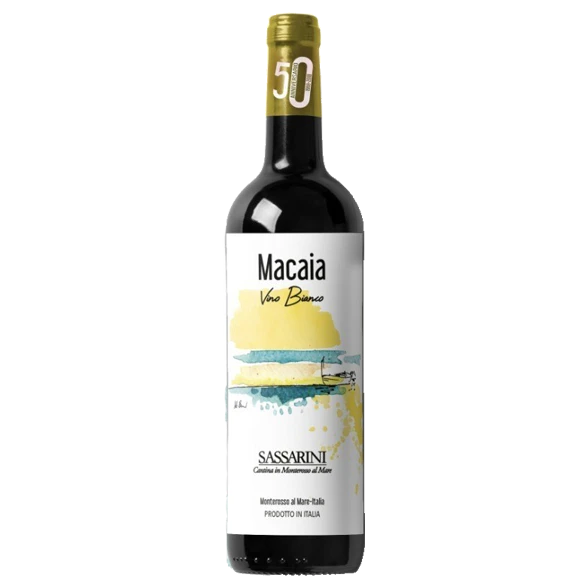 A bottle of Sassarini Vermentino Macaia Bianco 2023 750ml White Wine