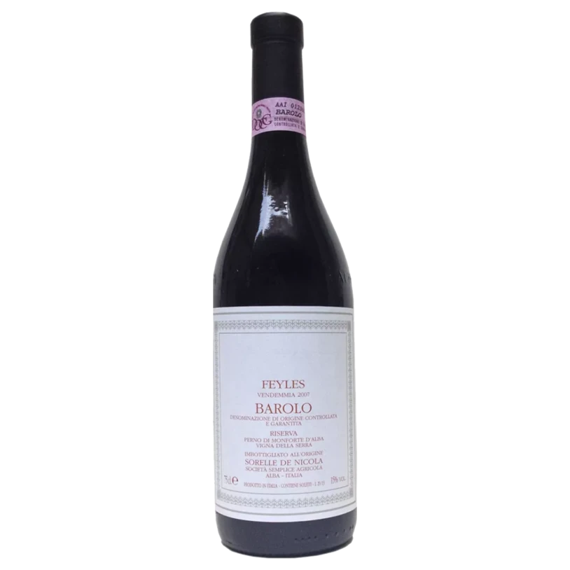 A bottle of Sorelle De Nicola Feyles Barbaresco Riserva Feyles DOCG 2007 Jéroboam 3000ml Red Wine