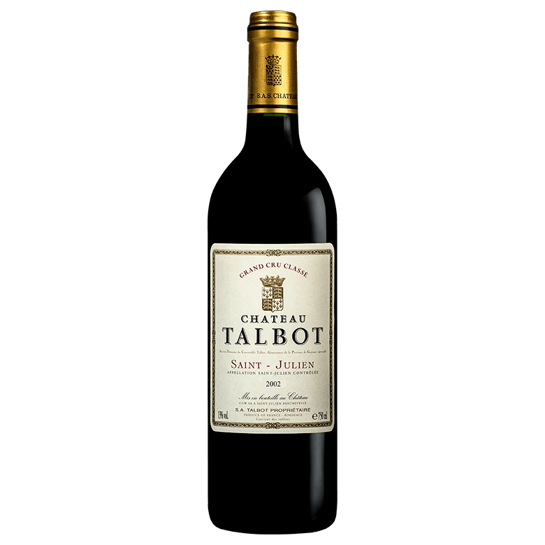 A bottle of 2002 Chateau Talbot 750ml Red Wine