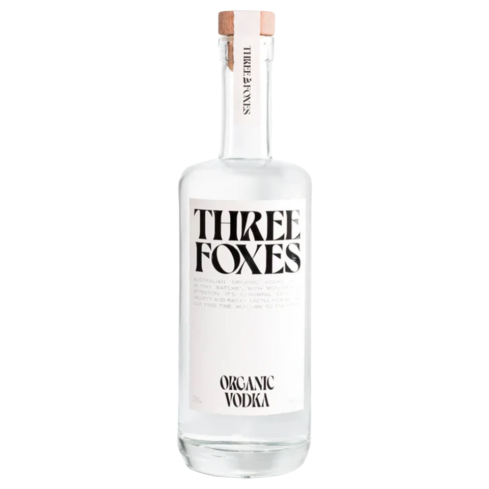 A bottle of Three Foxes Organic Vodka 38% 700ml