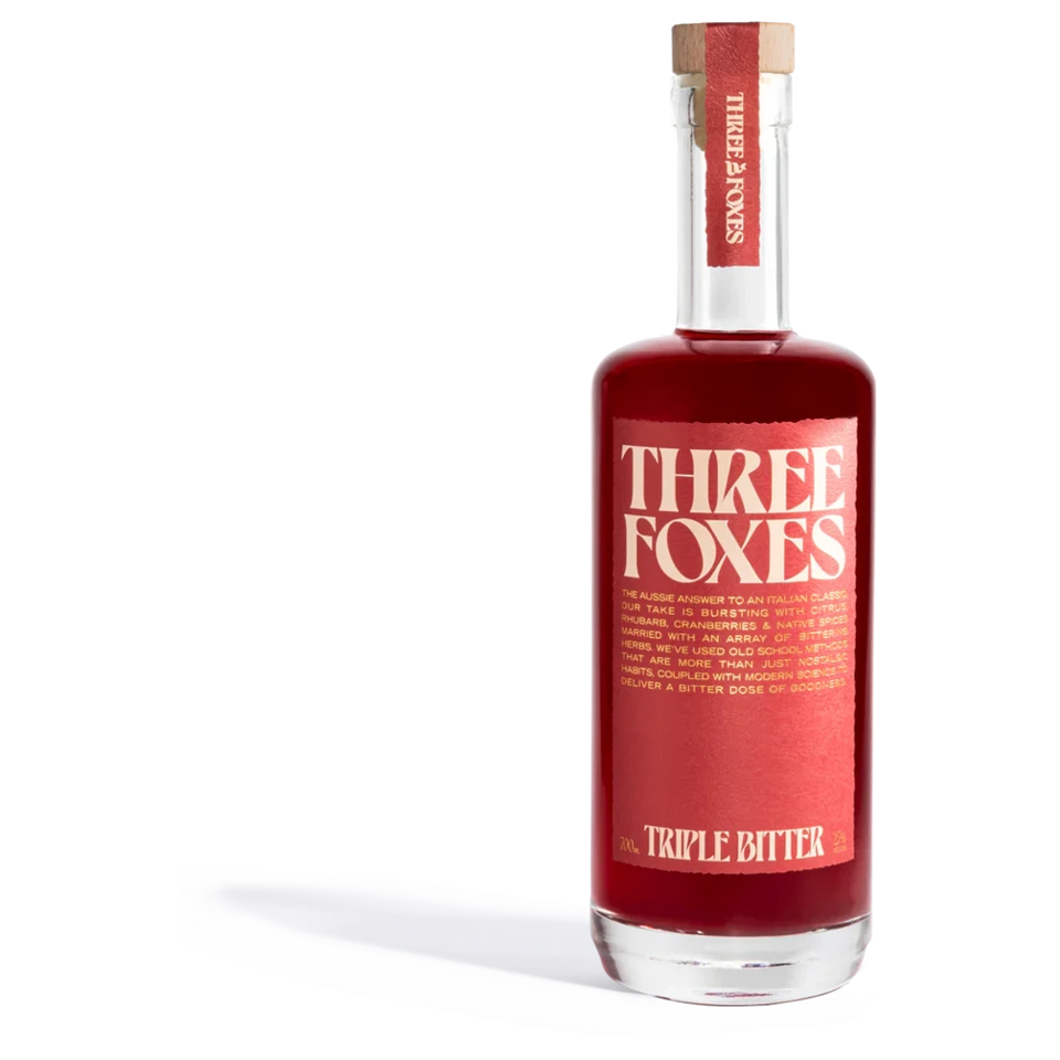 A bottle of Three Foxes Triple Bitters 27% 700ml