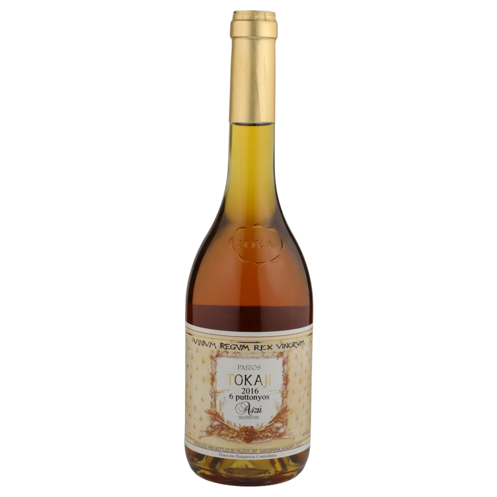 A bottle of 2016 Pajoz Aszu 6 Puttonys Tokaji Sauterne 500ml White Wine