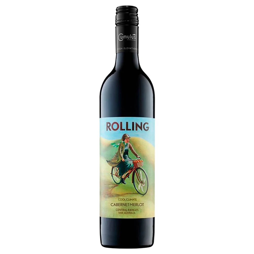 A bottle of 2021 Rolling Cab Merlot Orange 750ml Red Wine
