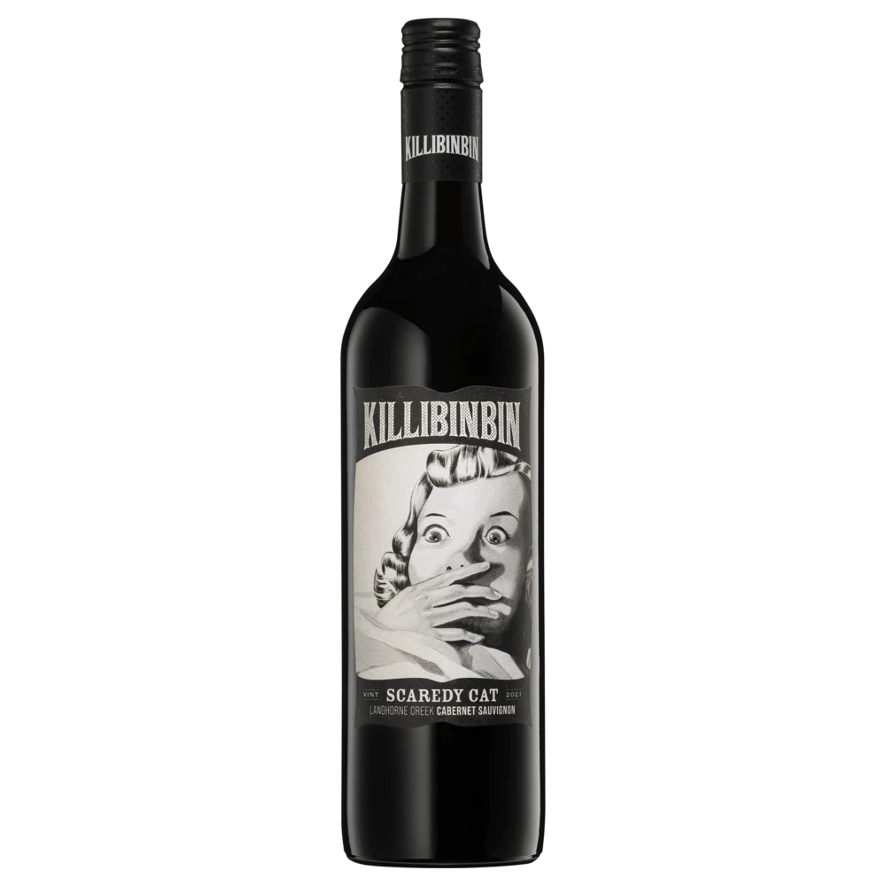 A bottle of Killibinbin Scaredy Cat Cabernet Shiraz Langhorne Creek 2021 750ml Red Wine