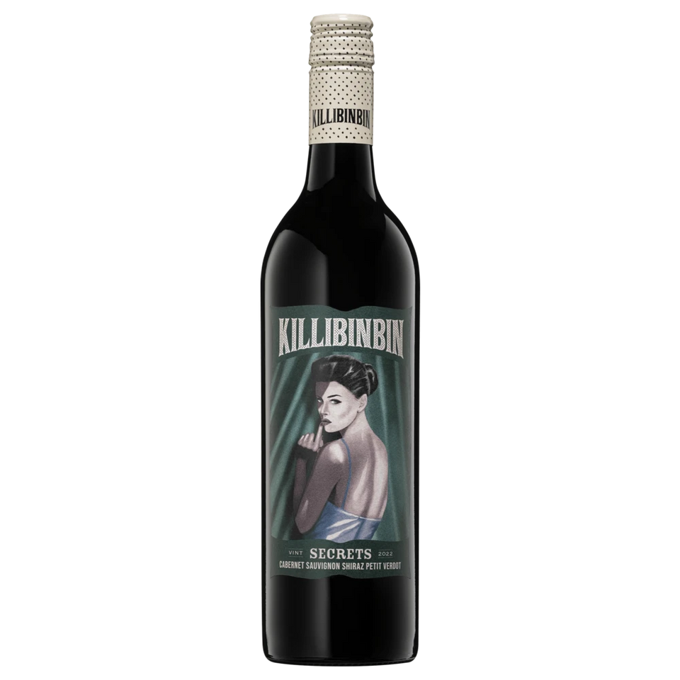 A bottle of Killibinbin Secrets Cabernet Shiraz Langhorne Creek 2022 750ml White Wine