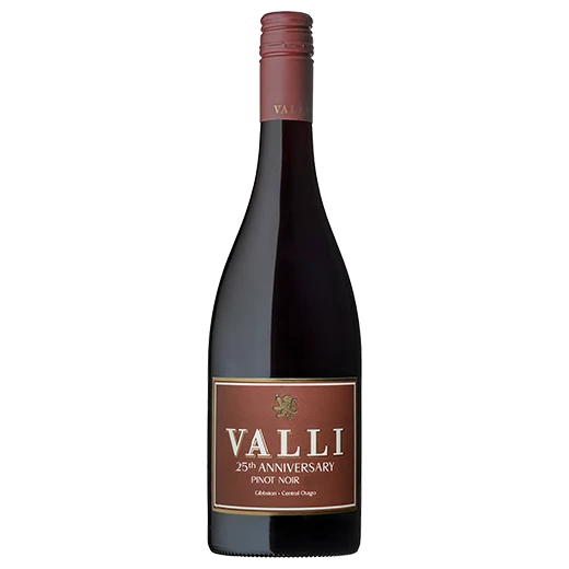 A bottle of 2022 Valli Vineyards 25th Anniversary Pinot Noir 750ml Red Wine