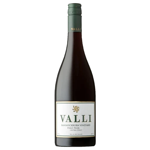 A bottle of 2022 Valli Bannockburn Vineyard Pinot Noir 750ml Red Wine