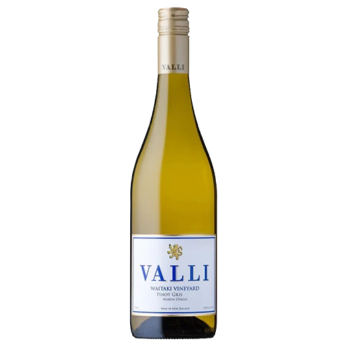 A bottle of 2024 Valli Vineyards Waitaki Pinot Gris 750ml White Wine