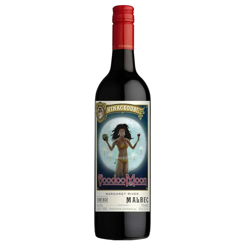 A bottle of 2022 Vinaceous Voodoo Moon Malbec 750ml Red Wine