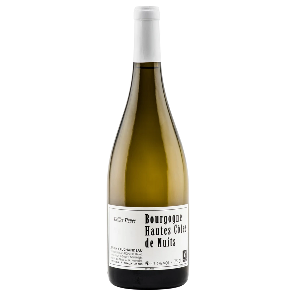 A bottle of 2022 Domaine Cruchandeau Bourgogne Hautes Cotes de Nuits Blanc 'Vieilles Vignes' white 750ml White Wine
